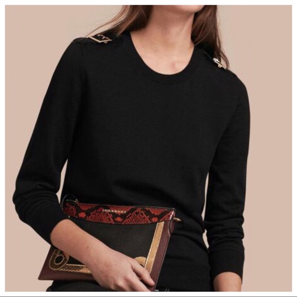 Burberry Sweaters - Burberry Buckle Detail Merino Wool Sweater